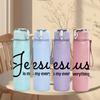1PC Jesus Is My Everything Letter 750ml Color Plastic Sports Water Bottle Leakproof Flip Straw Lid Suitable for Sports Office Home Use
