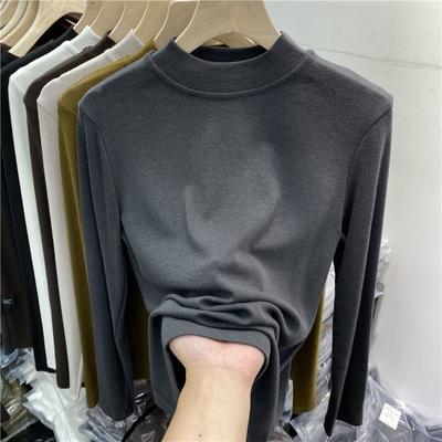 Half High Neck Long Sleeve T-shirt Women's Autumn and Winter New Foreign Style Thin Slim Inside Take Leggings Small Shirt Top
