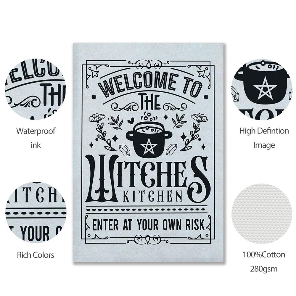 Kuchyně čarodějnický plakát Halloween Umělecká reprodukce Mystický obraz na plátně Podzimní moderní obraz na zeď Obývací pokoj Strašidelný domácí dekor