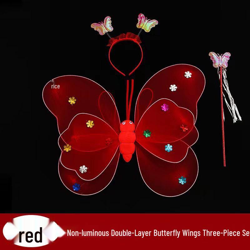 Girls' Luminous Butterfly Wings & Light-Up Fairy Wand Dress-Up Set