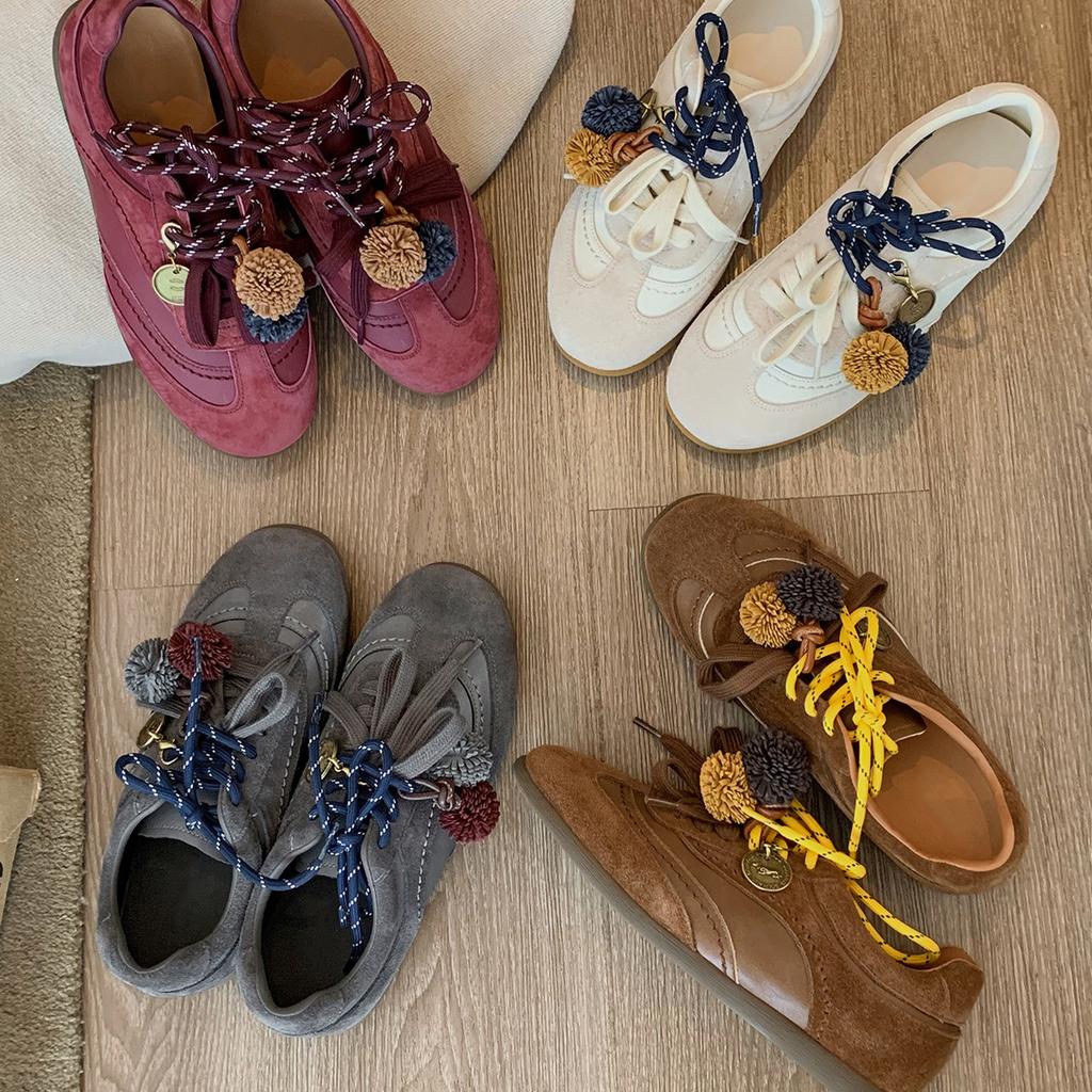 Grape mother same style inner height increase fashionable contrasting color board shoes women's round head pine cone fashion casual moral training sh