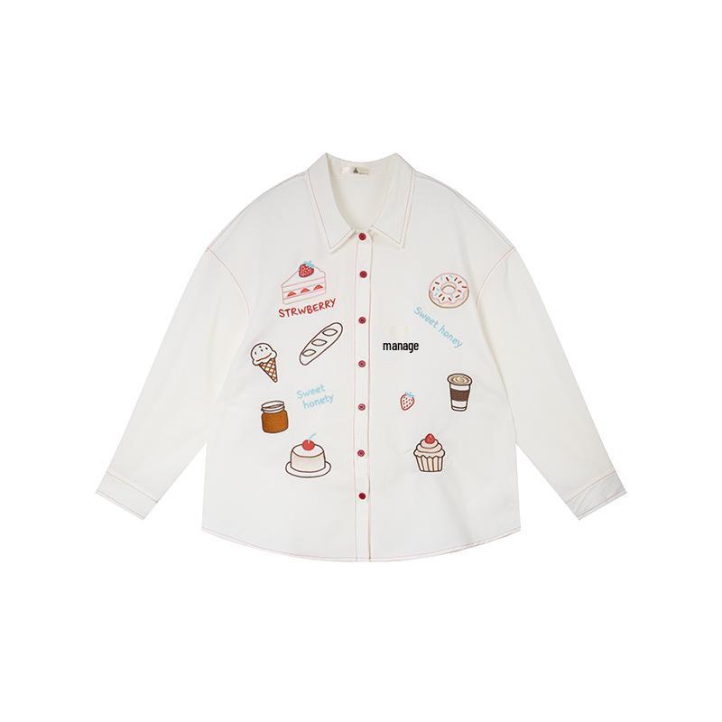 Shuangtian 2026 Plus Size Women s Cartoon Embroidery Shirt - Spring Collection 3XL