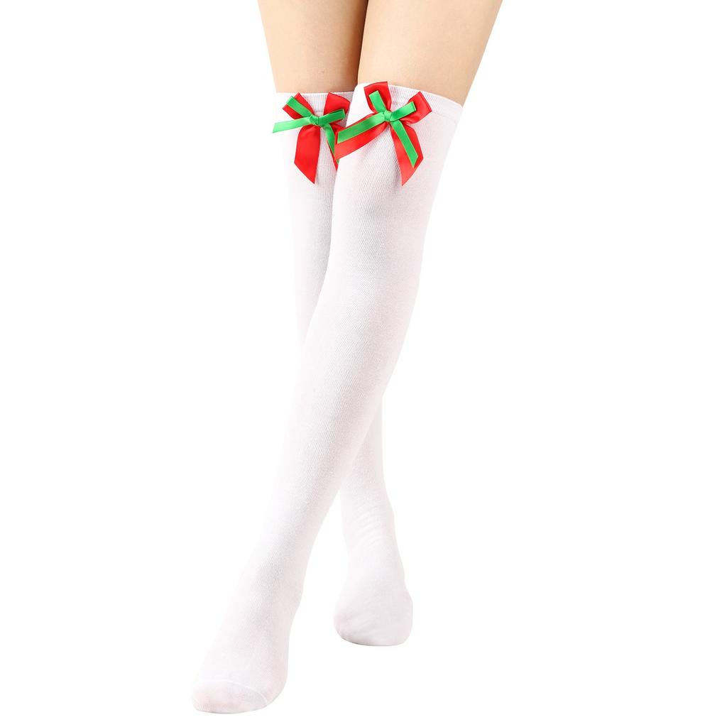 Women's Bowknot Christmas Stockings Over-the-Knee Socks