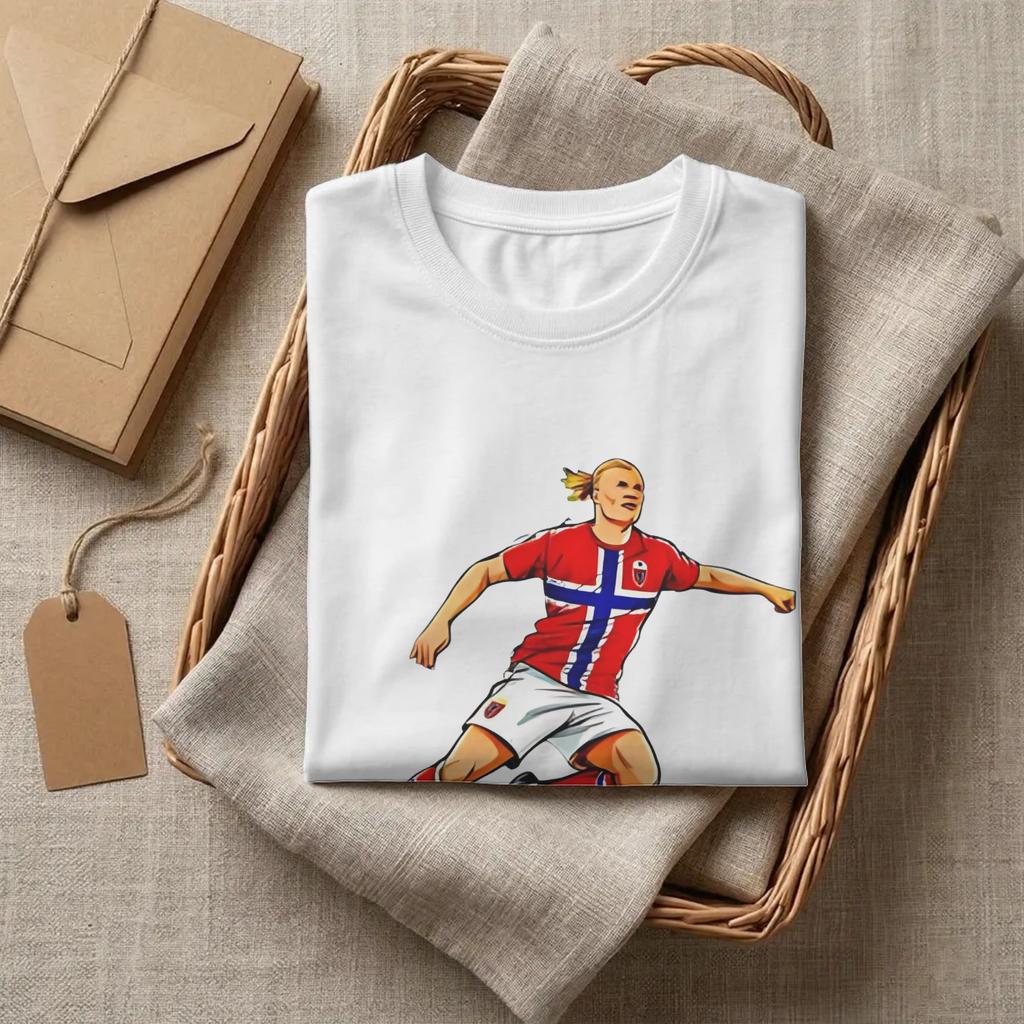 Haaland Norway Soccer TShirts Unisex Unisex Crazy 100 Cotton Tees Round Collar Short Sleeve T Shirt Plus Size Clothes
