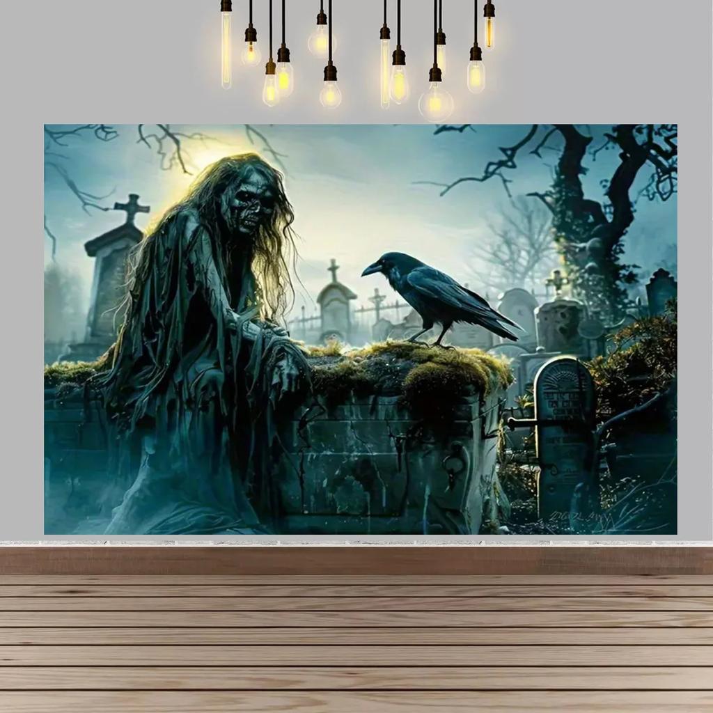 Halloween Party Decor Backdrop Halloween Ghost Bloody And Terrifying Haunted House Ghost Decor Party Supplies Photography Props
