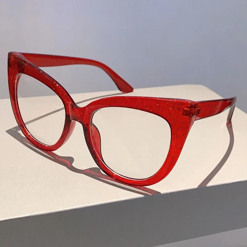 Oversized Cat Eye Women Eyeglasses Stylish Blue Light Blocking Spectacles New Trendy Vintage Candy Color Computer Eyewear