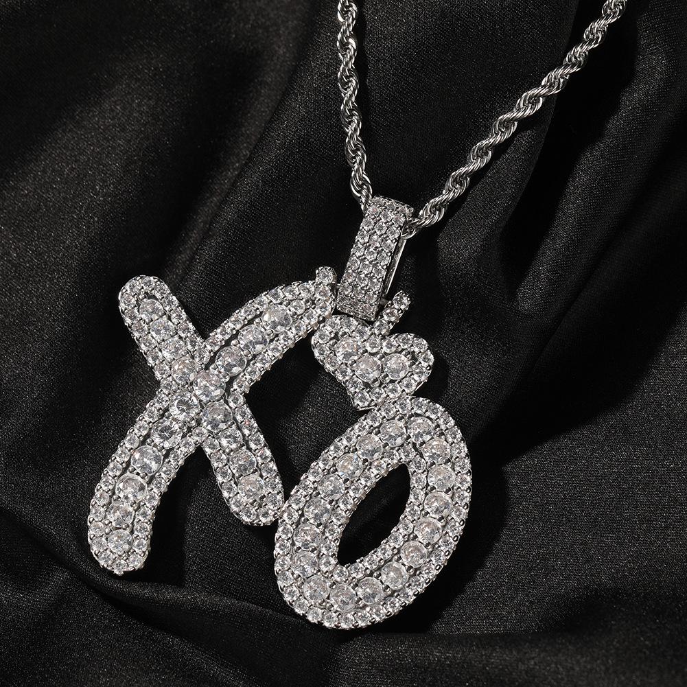 XO Heart Letter Pendant Necklace for Couples – Trendy Hip Hop Style