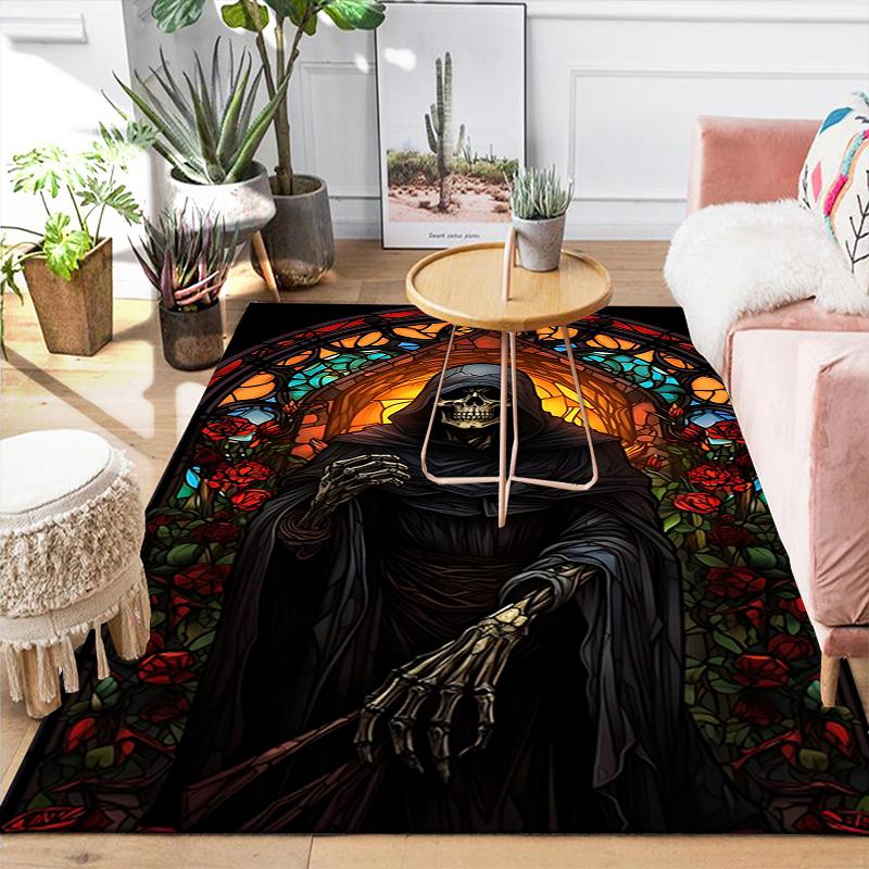 1Pc Gothic Glass Reaper Rug, Office Carpet Indoor Outdoor Doormat, Non-Slip, Comfortable, Living, Christmas Halloween, Xmas Gift G13