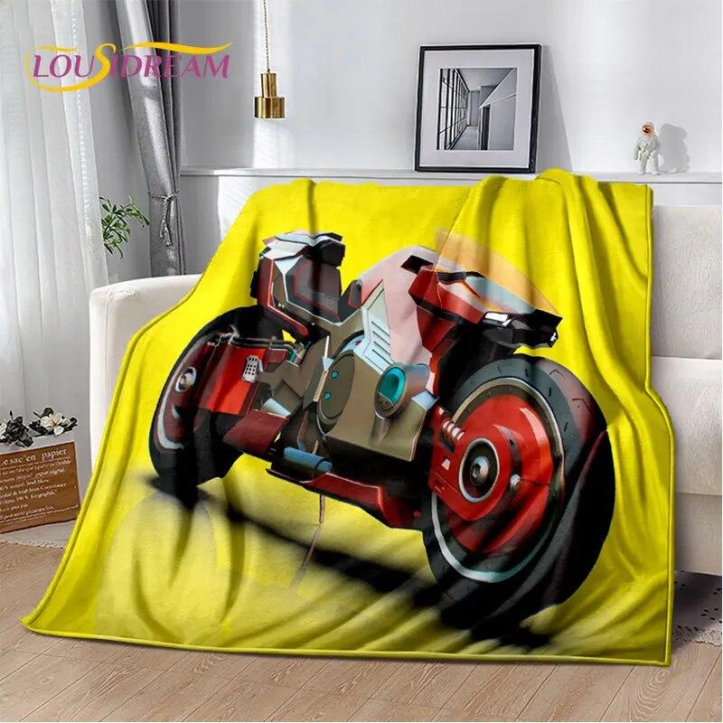 3D Cyberpunk Concept Motorcycle Cartoon Soft Plush Blanket,Flannel Blanket Throw Blanket for Living Room Bedroom Bed Sofa Picnic