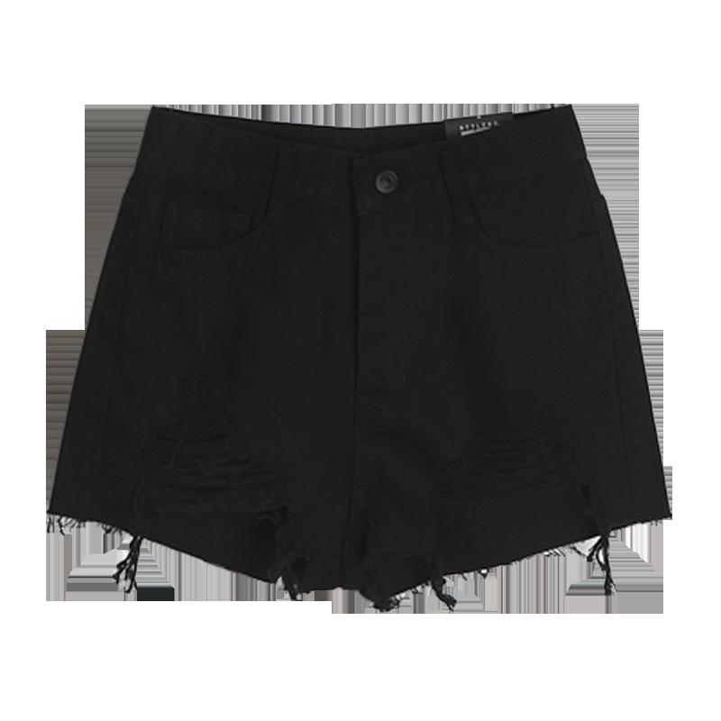 

Летние джинсовые шорты с высокой талией и рваными дырками, женские брюки трапециевидной формы, широкие шорты с необработанными краями M чёрный