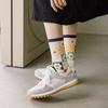 Women's Mid-calf Socks, All-season Styles, Cute, Stacked Socks, Trendy Diamond-shaped, Country-style Cartoon Socks
