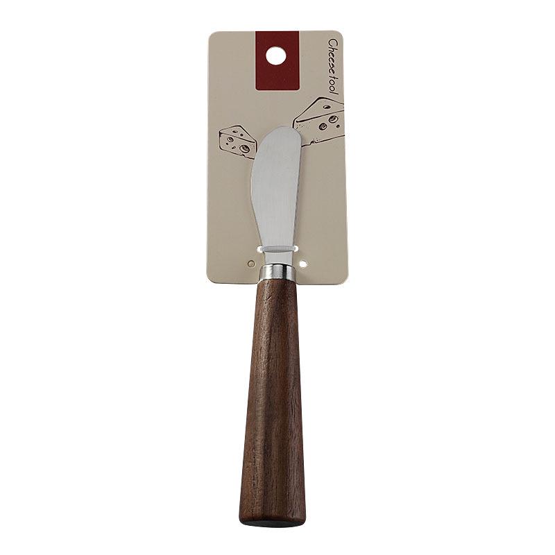 Walnut Handle Stainless Steel Cheese Knife, Fork, and Butter Spreader Set