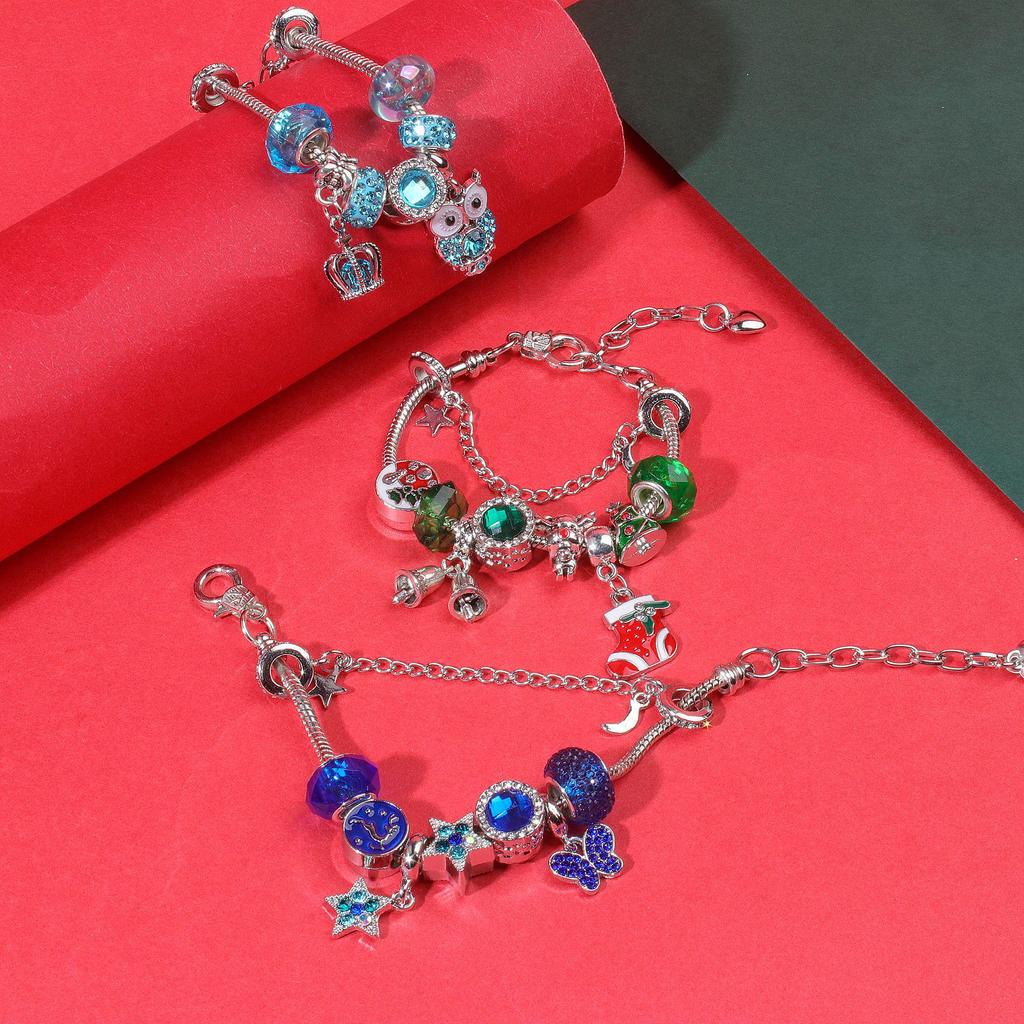 European-American Christmas Snowflake Crystal Beaded Bracelet - Women's Alloy Jewelry