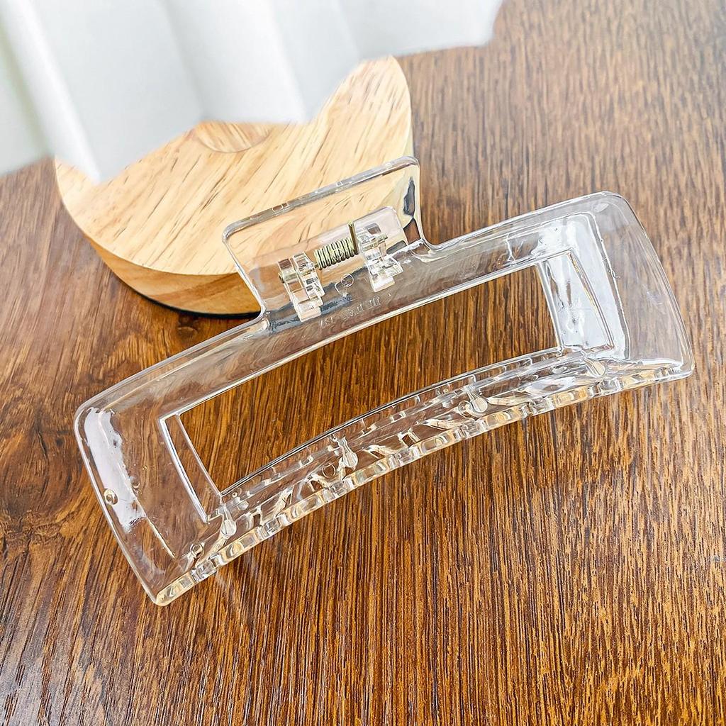 Korean Style Semi-Circular Transparent Hair Clip for Women's Updos - High-End Hollow Shark Clip