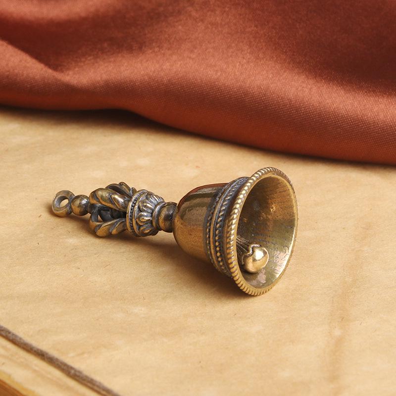 Tibetan Vajra Bell Keychain: Retro Brass Religious Instrument Pendant Handbell