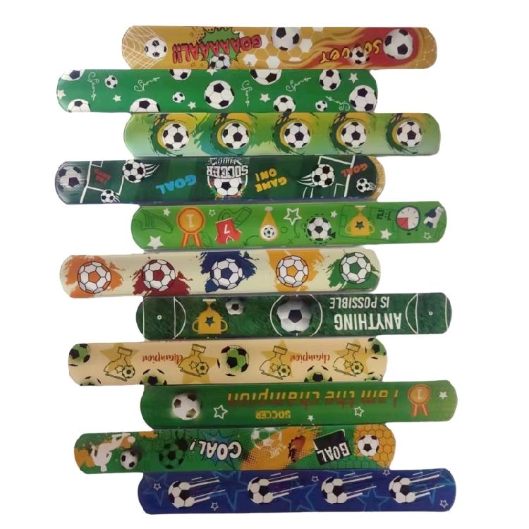 12Pcs Soccer Glove Pattern Slap Bracelets Kids Wristband Football Snap Bracelet