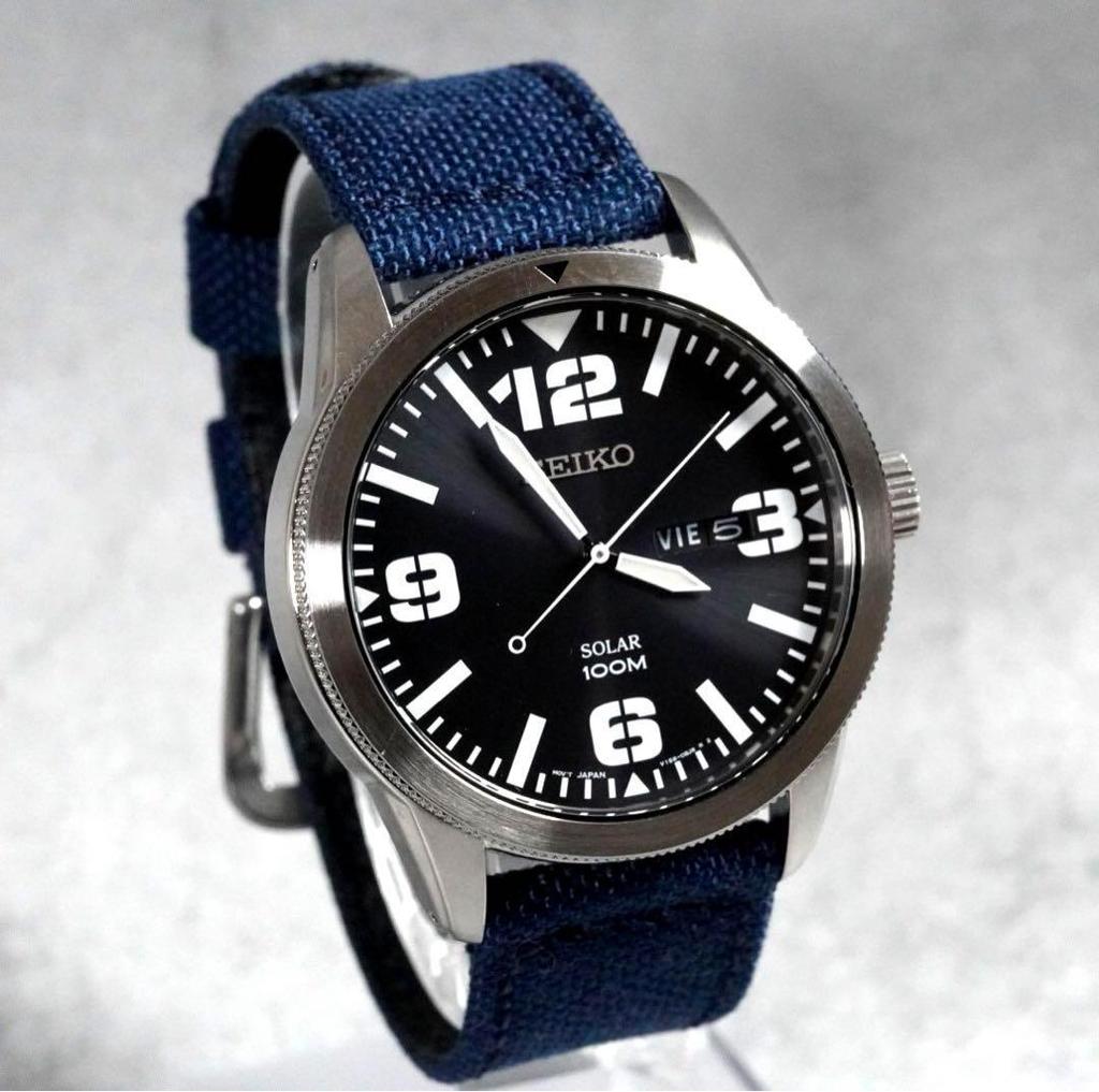 [USED] SEIKO Military Round Day Date Watch Solar Extreme