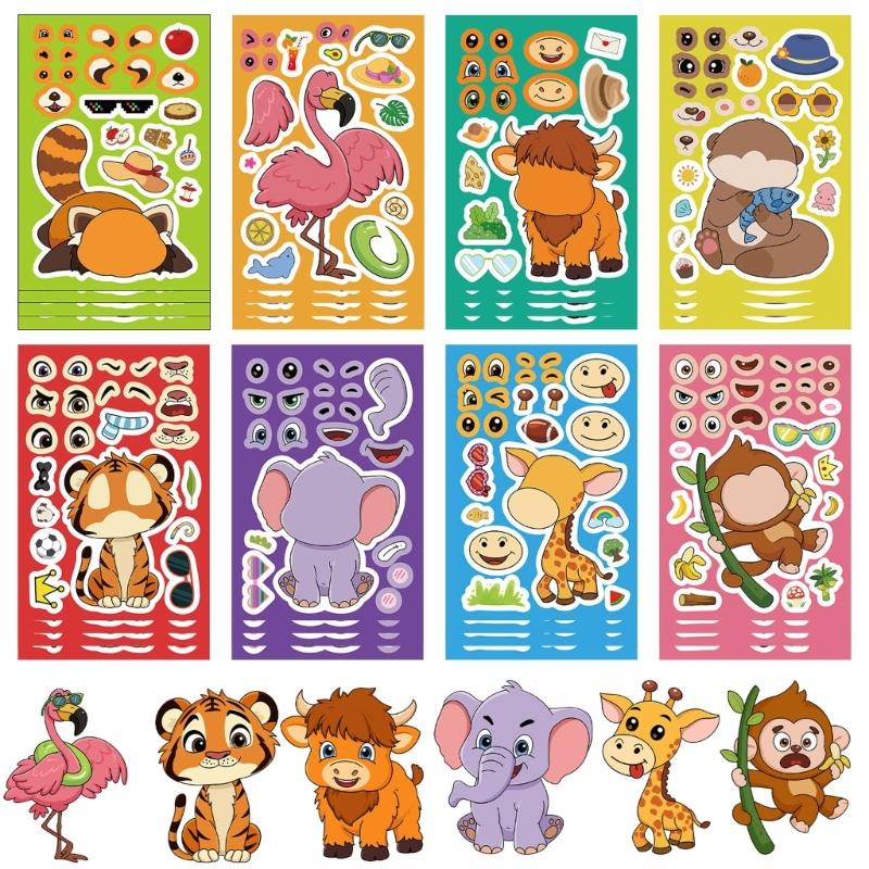 8Pcs Different Animals Theme Selfs Adhesive Vinyls Decals For Electronics Customization Waterproof Scratch Resistant