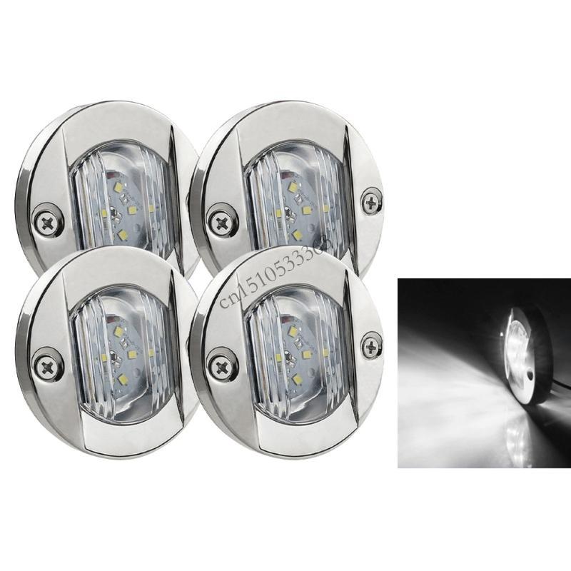 090E 12V Round Marine Boats LED Light Interior Deck Transom Mount Lamp Courtesy Light Stern Navigation For Kayak Yacht