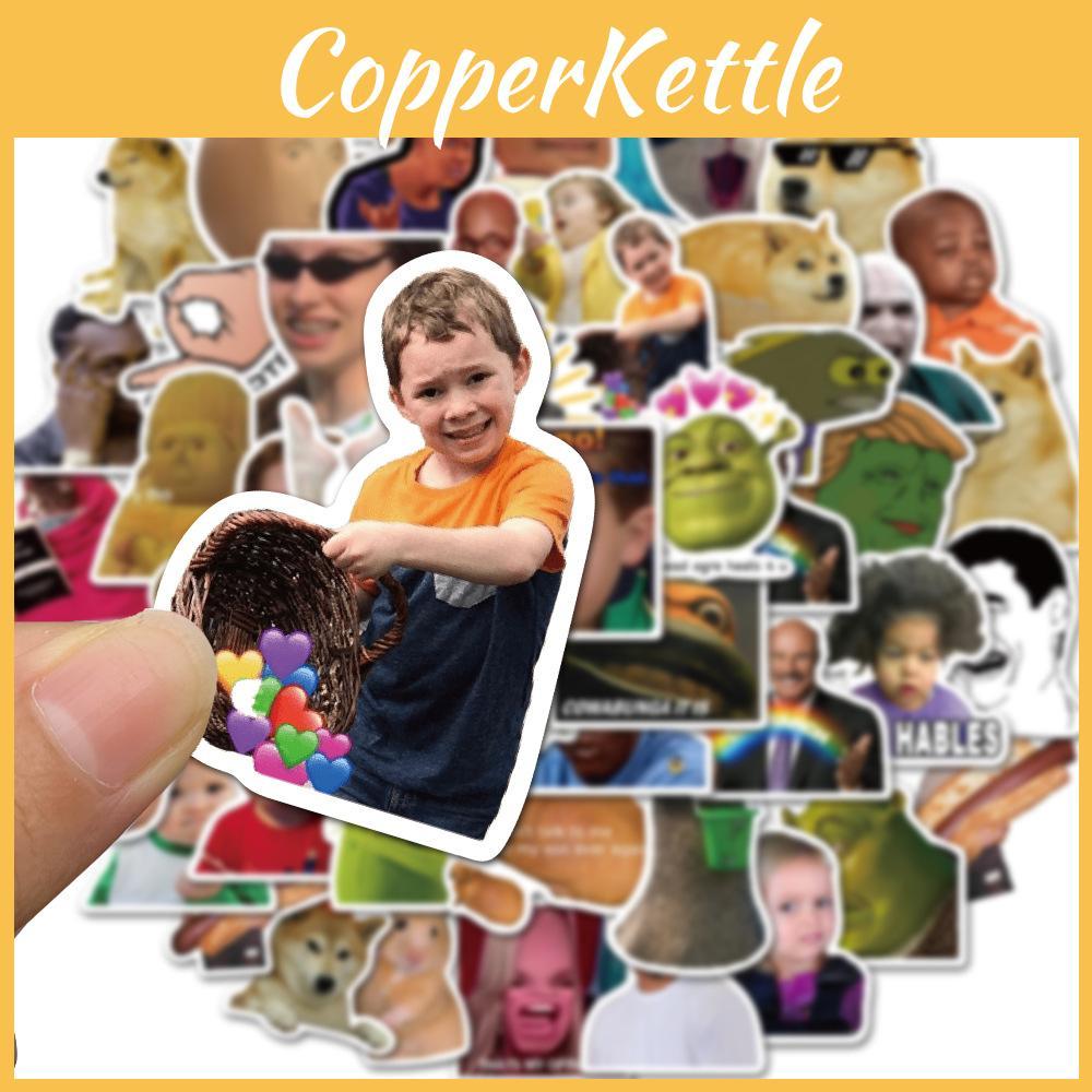 50-teiliges wasserfestes PVC-Aufkleber-Set mit einzigartigen Internet-Promi-Emoticon-Designs