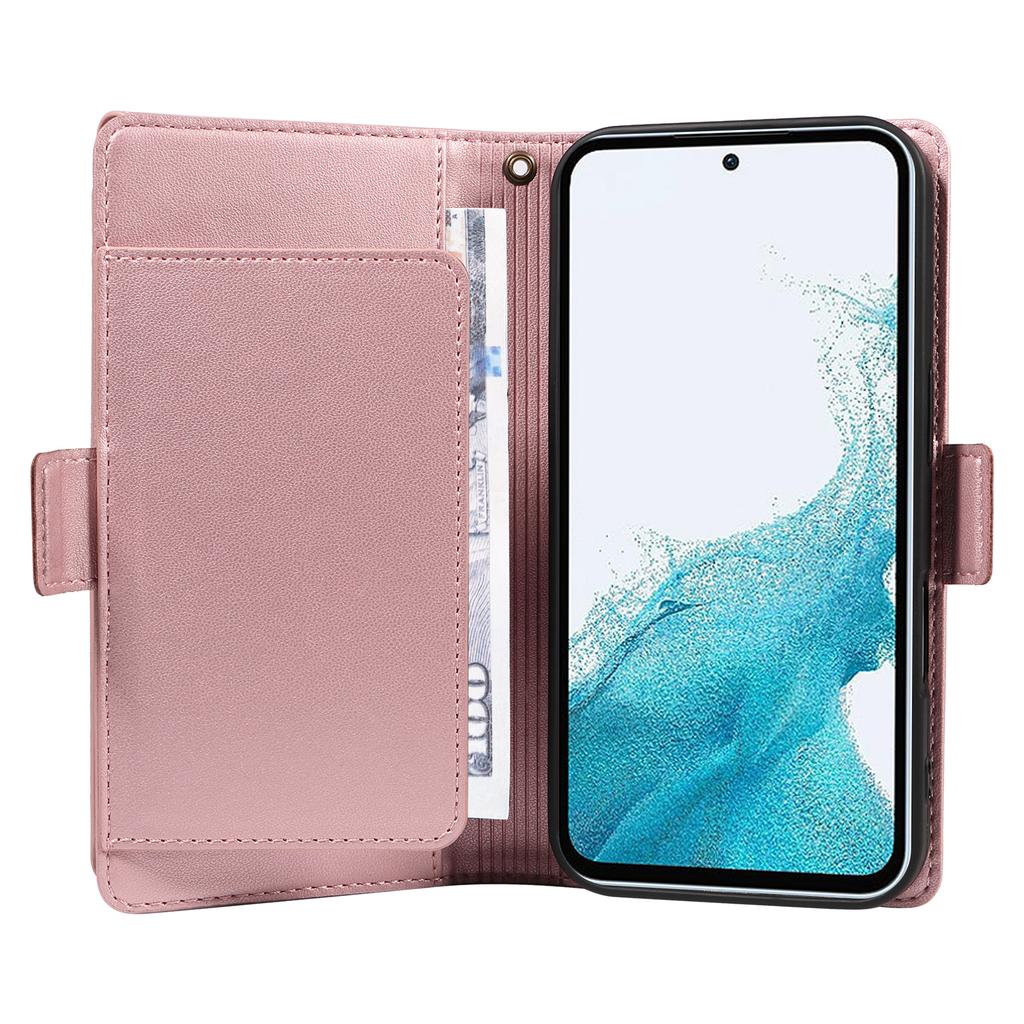 For Samsung Galaxy A54 5G Case with Multi-Card Holder and Strap PU Leather Phone Cover Stand