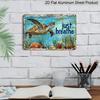 2D Flat - Underwater Sea Turtle Aluminum Sign - Beach & Nautical Decor, Beach House Living Room, Coastal Bathroom, Yoga/Meditation Space, Nautical