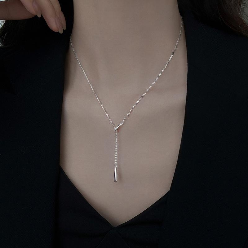 Silver Water Drop Clavicle Necklace Minimalist Luxury Fashion Jewelry For Women серебряный