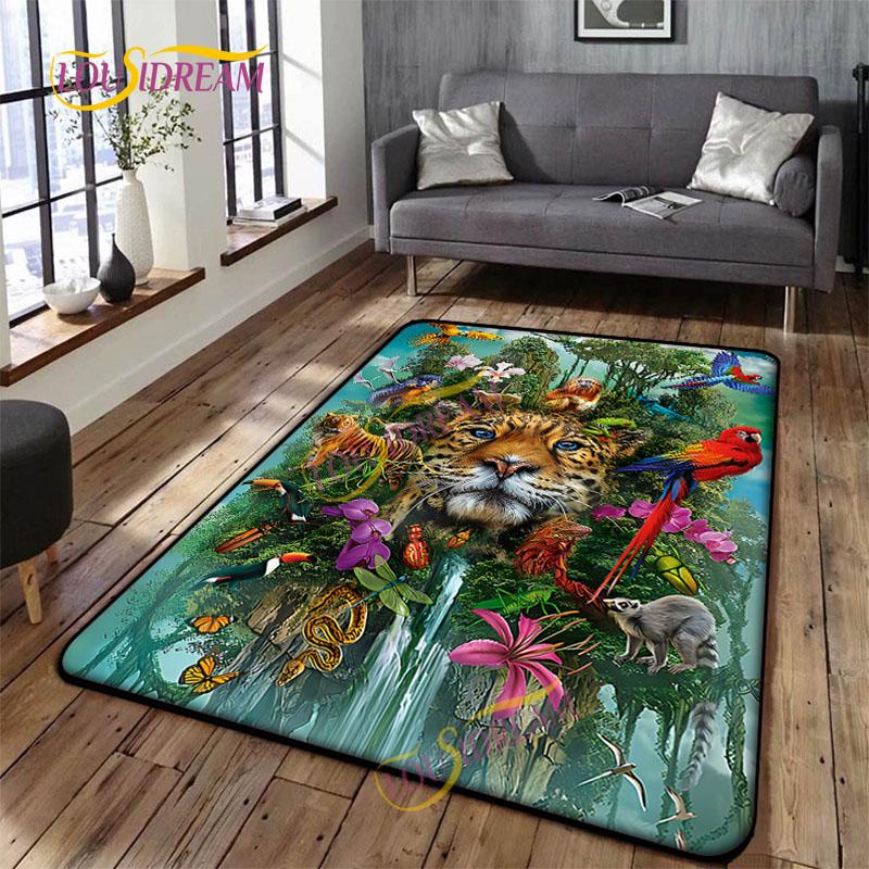 Animal Art Tiger Washable Square Soft Wolves Rug Living Room Bedroom Decorative Floor Mat Kitchen Bathroom Door Mat carpet.