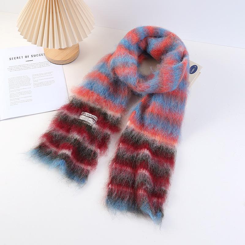 

Striped Patchwork Knitted Scarf - Women s Cold-Proof, Versatile Neck Warmer for Autumn & Winter