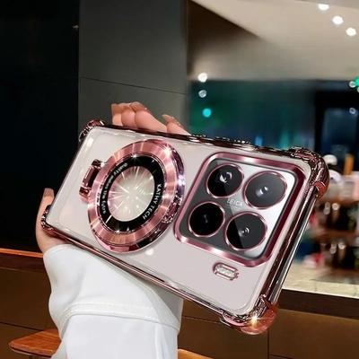 Luxusní třpytivé magnetické pouzdro na telefon se stojánkem pro Xiaomi 15T 14T 13T Pro Ochranný kryt Stojánek Nárazuvzdorný nárazník Měkký silikonový kryt