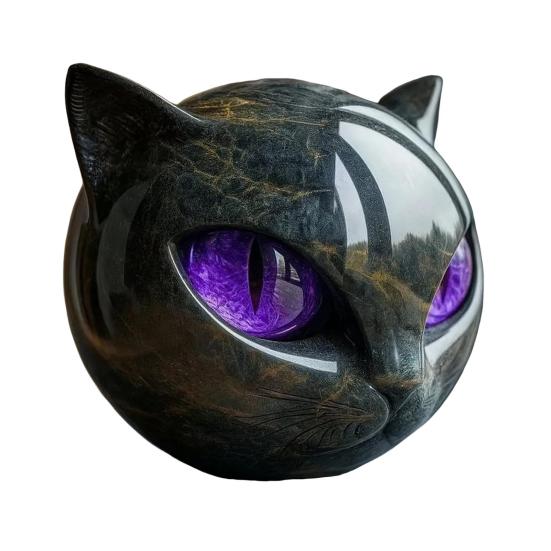 Mini Cat Stone Resin Cat Head Figurine Collectible Healing Stone Marble Texture Cat Stone Keepsake Gift for Cat Lovers Women Men