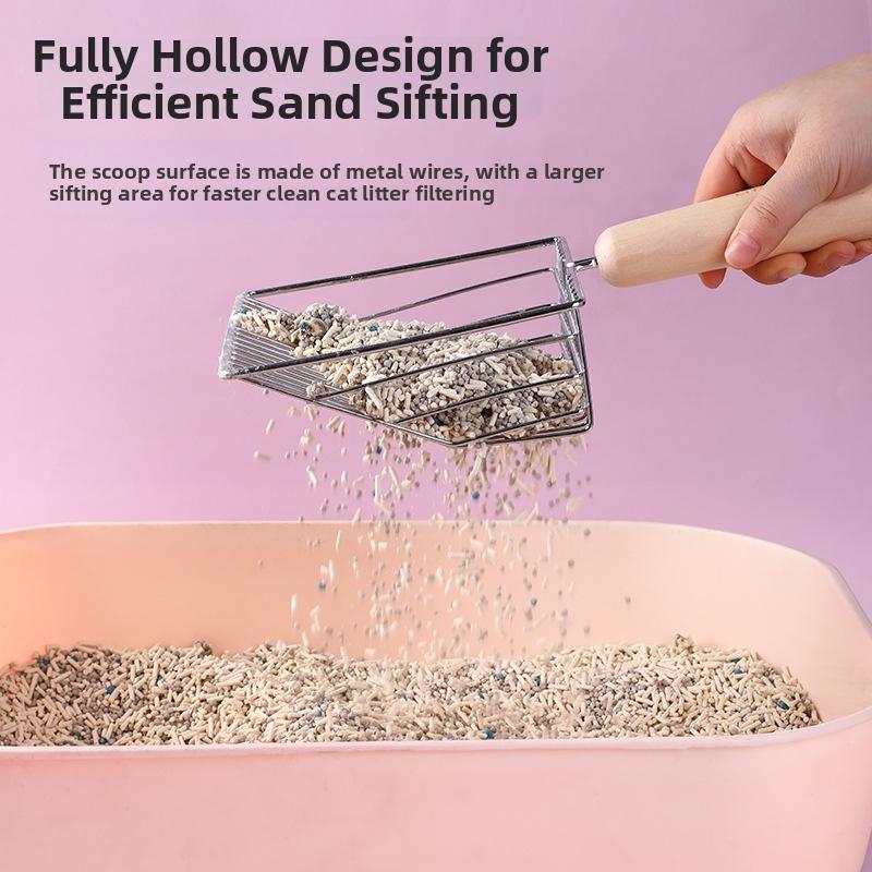 Cat Litter Scoop Set Long Handle Sifting Litter Box Scoop with Stand Pet Shovel for Kitty Waste Cat Toilet Cleaning Tools
