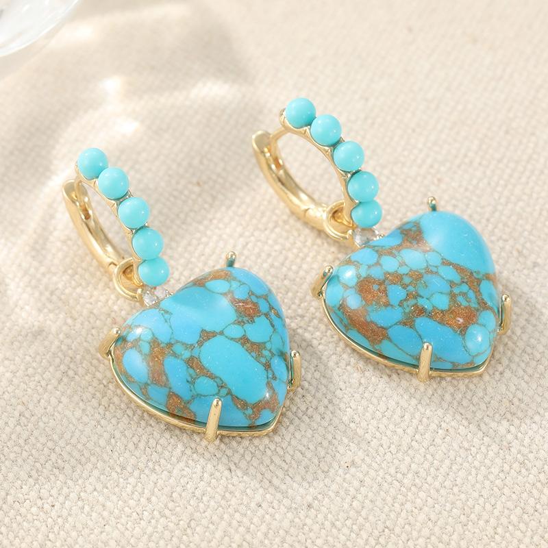Lovely Heart Synthetic Turquoise Detachable Dangle Earrings Women's Bohemian  Daily Pendant Earrings Jewelry Accessories