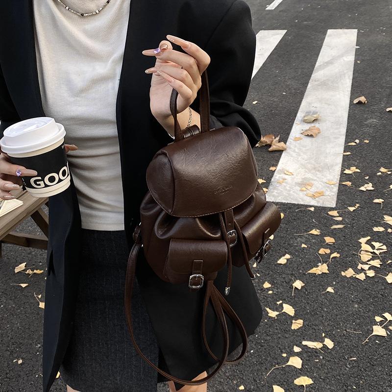 Commuter Texture Handbag Women Niche Design Big Bag Schoolbag Autumn Retro Multi-function Large Capacity Backpack