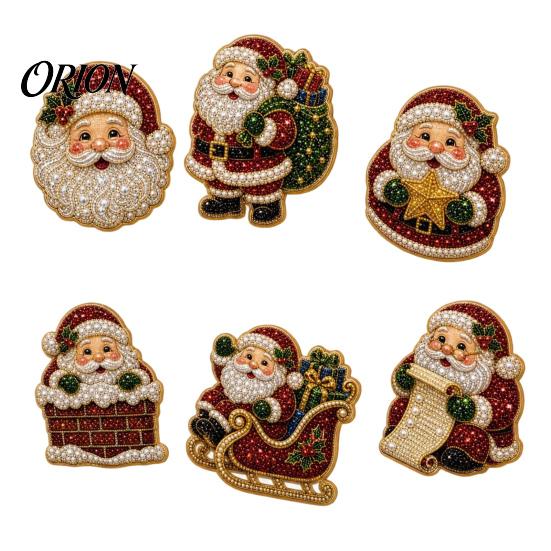 Holiday Refrigerator Magnets 6Pcs DIY Faux Pearl Painting Fridge Magnet, Santa Snowman Stocking Tree Office Decorative Gingerbread Snowflake Handmade