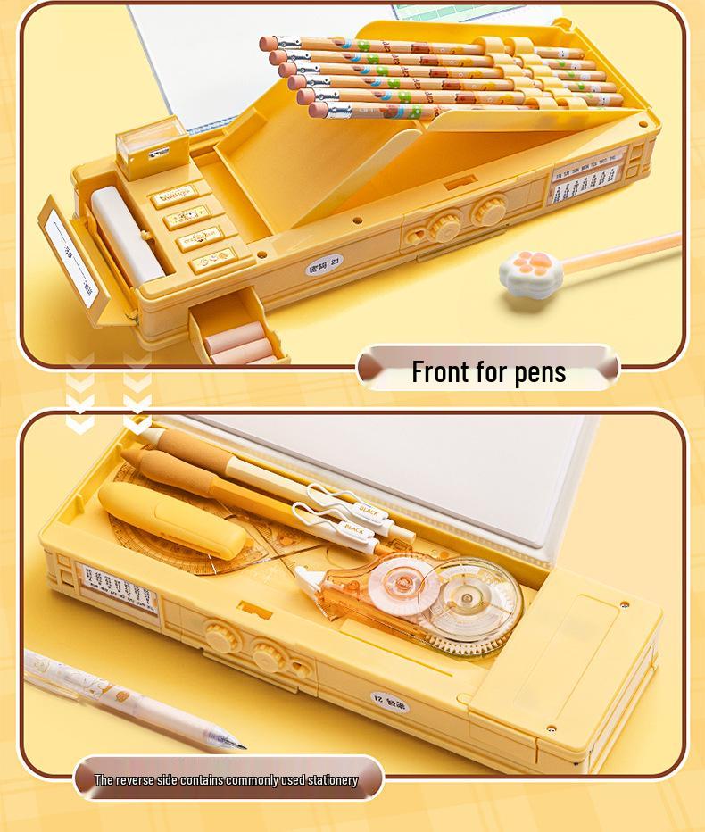 Children's Large Capacity Double-Layer Pencil Case with Password Lock for Boys & Girls