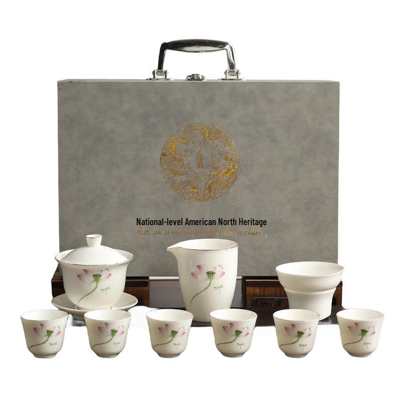 Yunyan Mutton Fat Jade White Porcelain Tea Set Gift Box