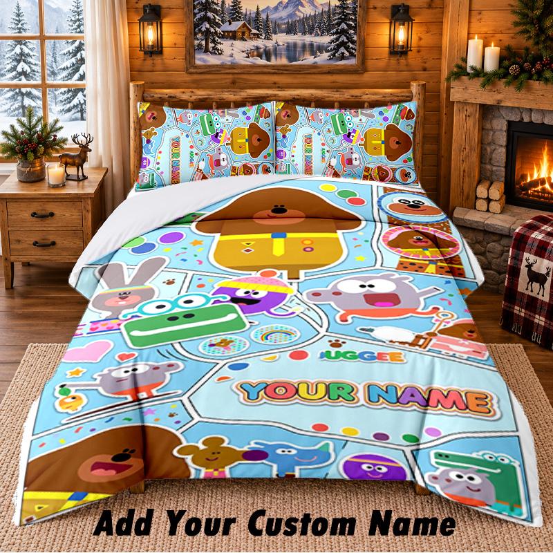 Hey Duggee Custom Name 3Pcs Bedding Set 1 Bed Sheet 2 Pillowcases Bedroom Home Decor