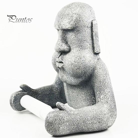 Držák na ubrousky Velikonoční ostrov Moai Design Nástěnný stojan na toaletní papír v roli Odolné úložné potřeby do koupelny
