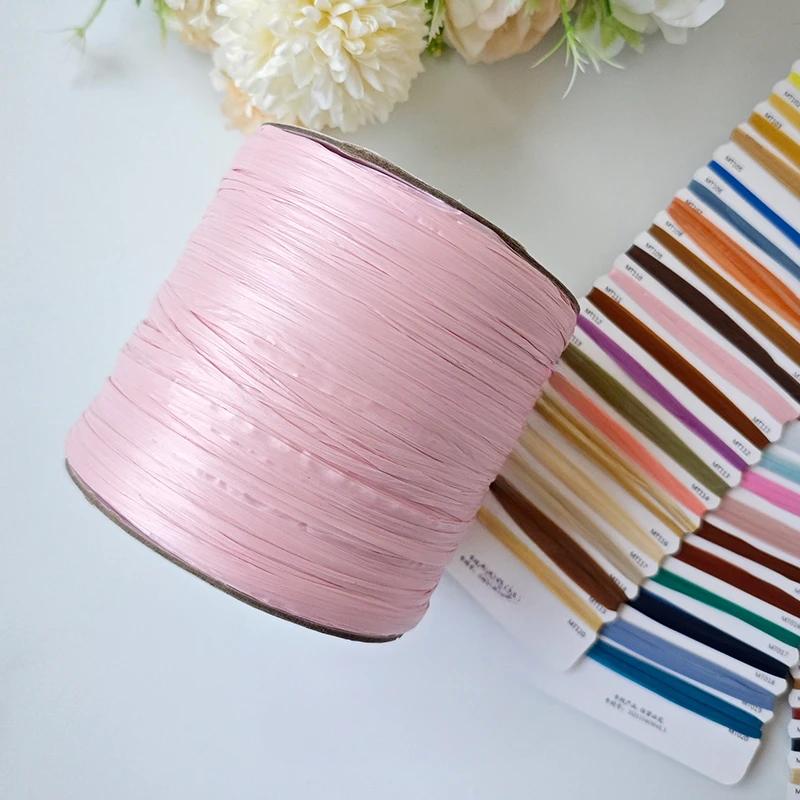 600M Raffia Strohgarn Häkelgarn für DIY Stricken Sommerstrohhut Handtaschen Kissen Handgeflochtenes Strohgarn