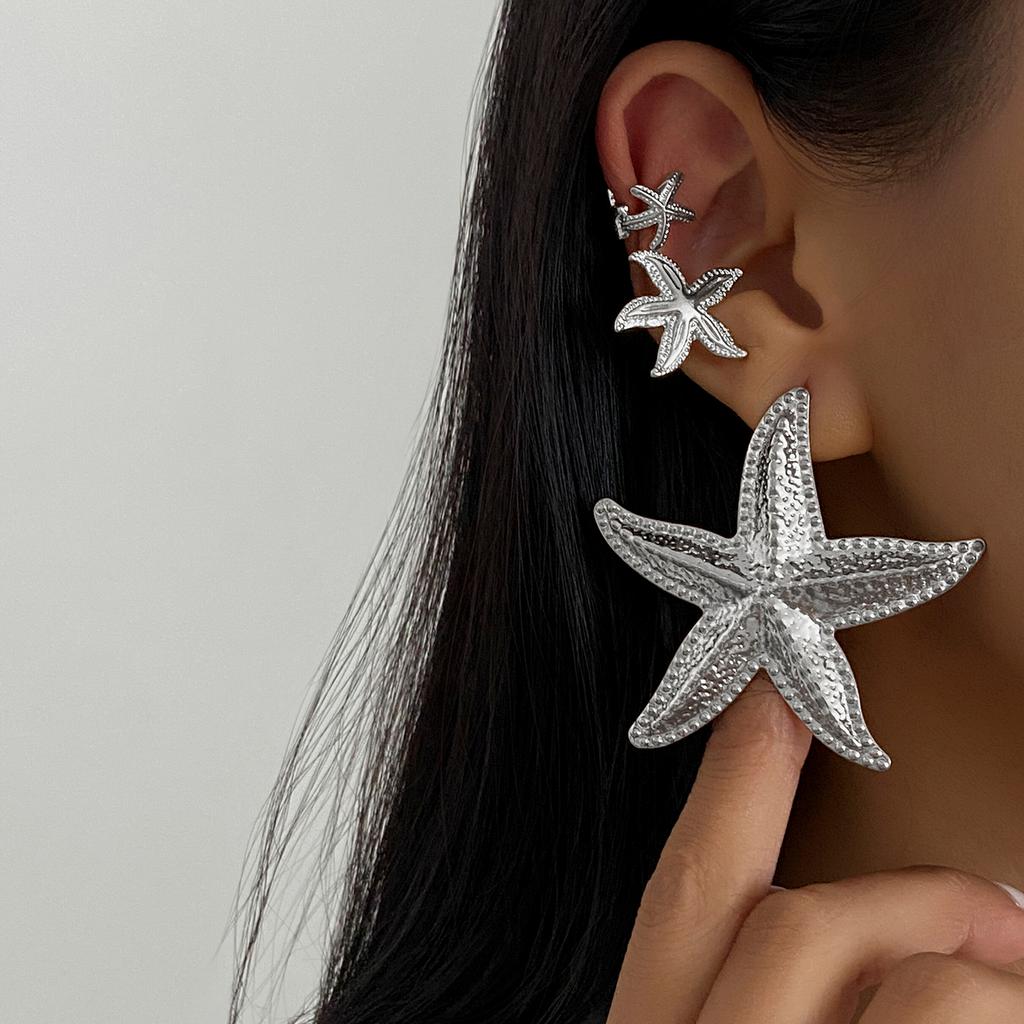 Ingemark 4Pcs Bohemian Exaggerated Large Starfish Stud Earrings for Women Trendy Creative Party Beach Earring Charm Jewelry Gift