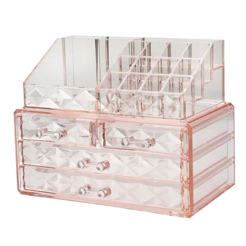 Desktop Skincare Storage Rack Cosmetics Storage Box Household Storage Organizer Shelves Transparent Dust-proof Plastic Box