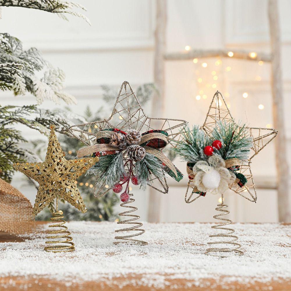 Glitter Christmas Tree Top Star Five-pointed Star Christmas Tree Ornaments  Christmas Decoration