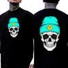 Mint Green Beanie Double-Sided Skull Print T-Shirt Designer Original Pattern Top