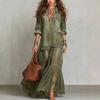European and American Style Popular Women's Retro Lapel Imitation Denim Dress Casual