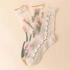 3 Pairs of High-Value Tulip Flower Girl Glass Stockings Are Comfortable Soft Breathable and Cute Women's Long Socks