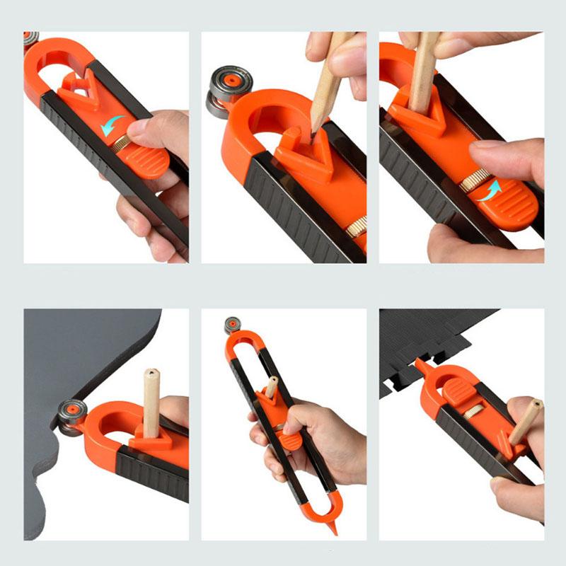 Professional Gauge Carpenter Tool Profile Scribing Ruler Contour Gauge (1Tool+1Pencil)