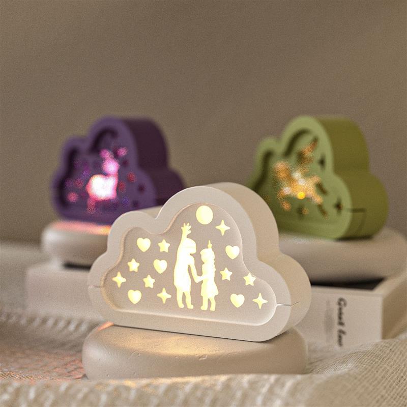 Cloud Gift Box Mirror Silicone Mold DIY Hollow Starry Sky Deer Love Lamp Silhouette Molds Plaster Resin Craft Making Home Deco