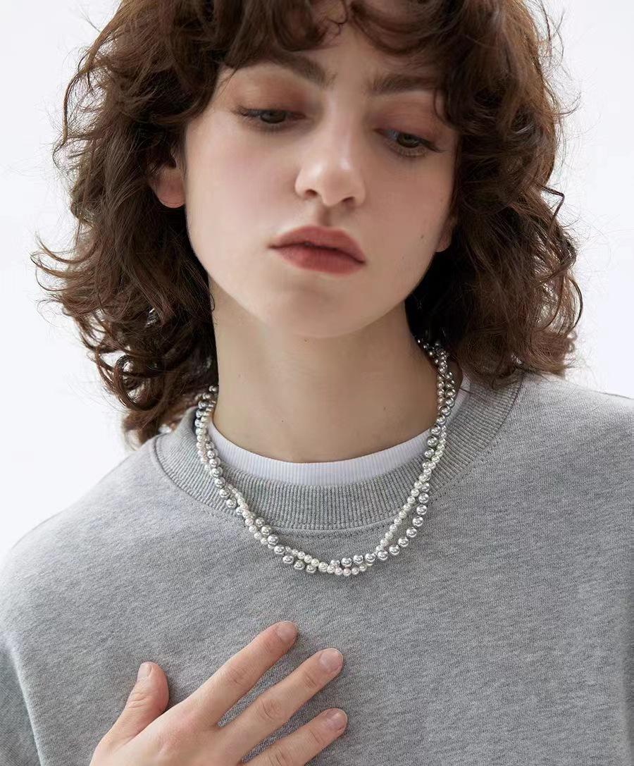 

NK-116 Серовато-белое ожерелье из жемчуга с закруткой - Шикарный чокер с изысканным стилем для женщин, Горячий выбор модной интернет-знаменитости