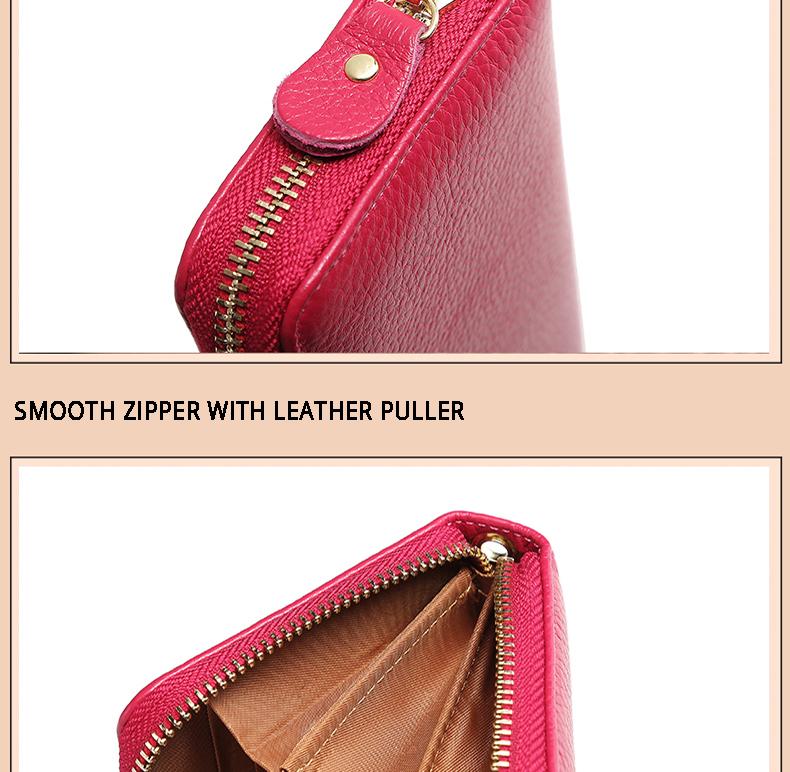 KANGAROO KINGDOM Women Wallet Genuine Leather Long Lady Clutch Purse Zipper Card Holder